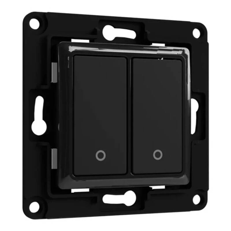 Interruttore luce Shelly Wall Switch 2 nero pulsanti di comando compatibilità Shelly 2.5