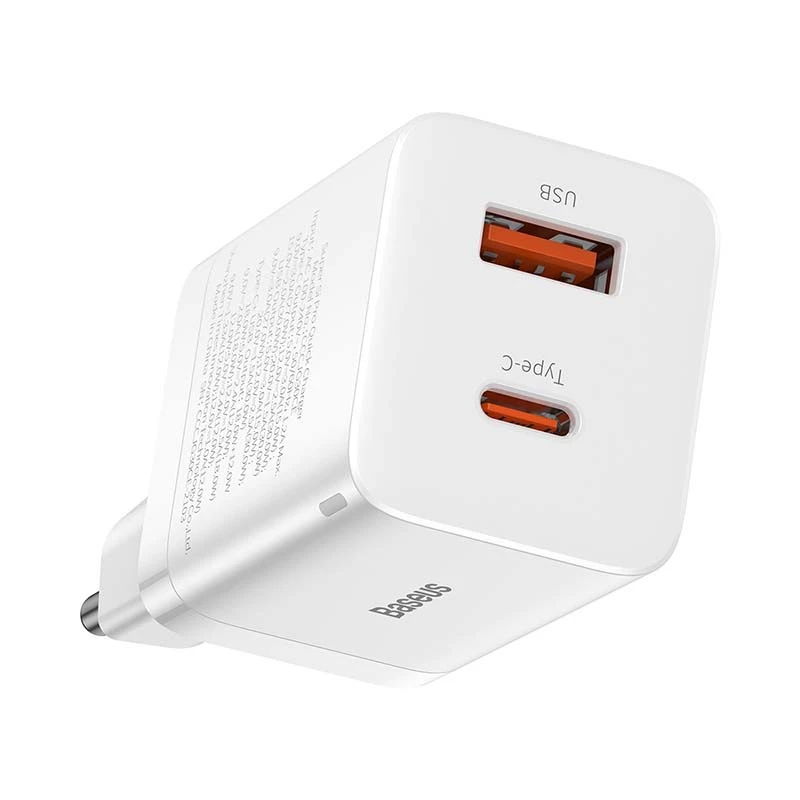 Baseus Super Si Pro caricabatterie rapido USB + USB-C 30W (bianco)