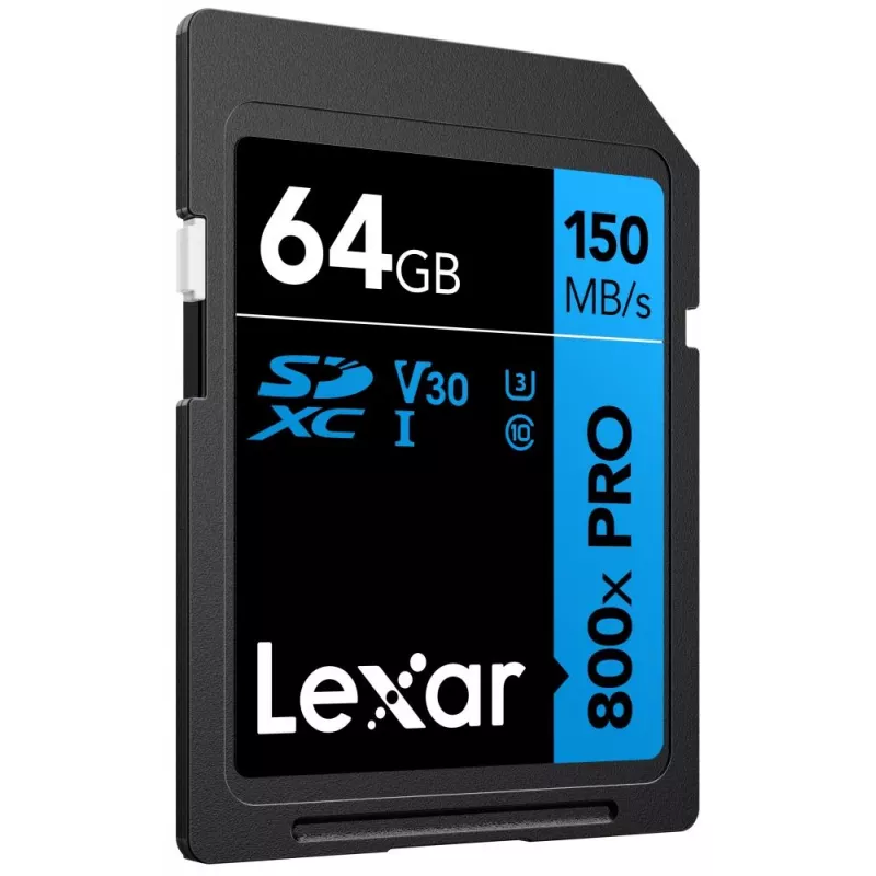 Memoria flash SDXC Lexar 64 GB UHS-I 800xPRO — Class 10, U3, V30, 150 MB/s