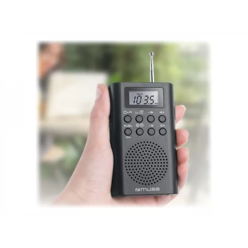 Radio portatile Muse M-03 R con sintonia FM-PLL, display LCD, antenna esterna, nero