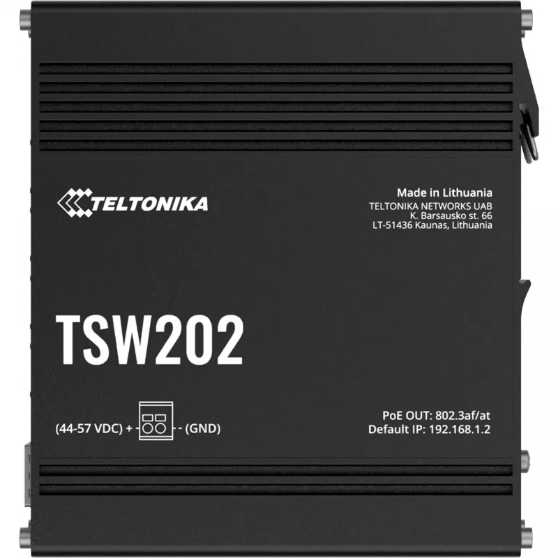 Teltonika TSW202 Managed L2 Gigabit Ethernet (10/100/1000) Power over Ethernet (PoE) alluminio, blu