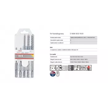 Set punte per martello Bosch PRO SDS plus-5X, 5 pezzi (SDS-plus)