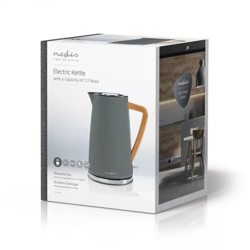 Bollitore elettrico Nedis KAWK510EGY 1,7 l 2200 W grigio