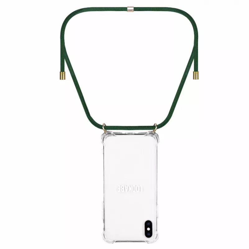 Custodia con collana per telefono Lookabe per iPhone X / Xs — oro con laccio verde