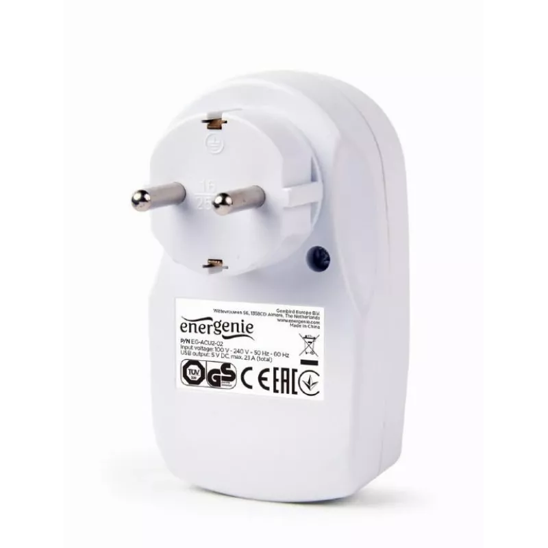Caricabatterie USB con presa passante/EG-ACU2-02 Gembird