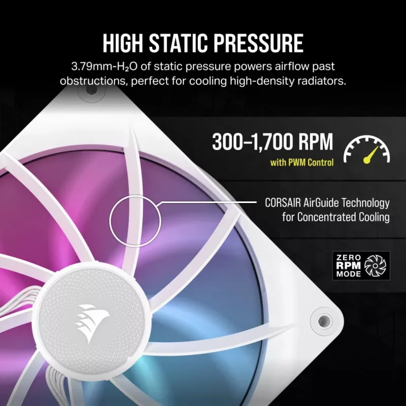 Ventola Corsair iCUE LINK RX140 RGB 14 cm bianca 300–1700 RPM