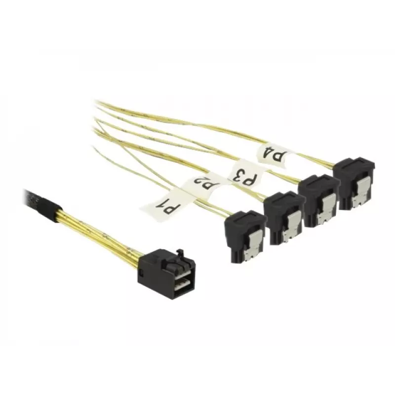 Cavo SCSI DeLOCK 85685 nero giallo 1 m 1 x Mini SAS HD SFF-8643 4 x SATA 7 Pin