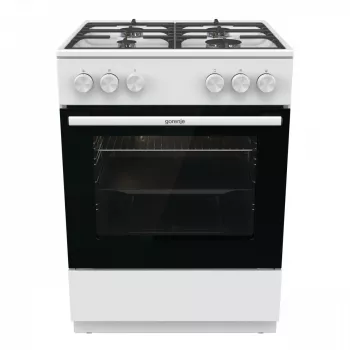 Cucina a gas freestanding Gorenje GG6A10WFFM, bianca, piano cottura a 4 fuochi, forno a gas da 72 L, manopole frontali