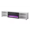 Mobile TV cama meble POLO 180x33x39 cm con camino elettrico 1400–1600 W, laminato, bianco/nero