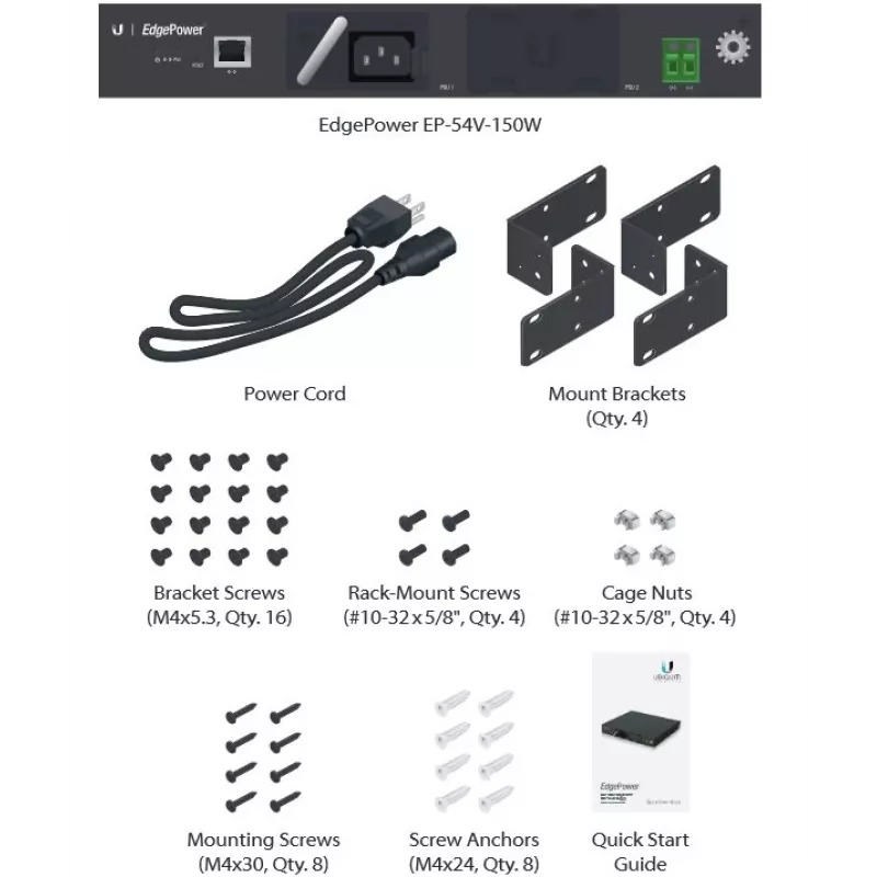Alimentatore UBIQUITI EP-54V-150W 150 W, AC 100–240 V, 50–60 Hz, nero