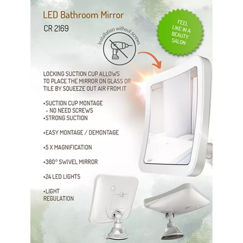 Specchio da bagno Camry CR 2169 LED 16,3 cm bianco — specchio da parete illuminato