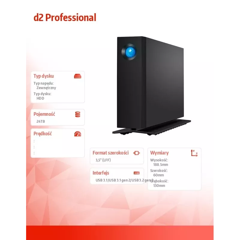 Disco rigido esterno LaCie d2 Professional 24TB USB-C 10Gb/s 3,5 pollici (STHA24000800)