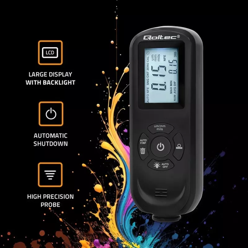 Misuratore di spessore di rivestimento QOLTEC 50646 LCD 0–2000 µm