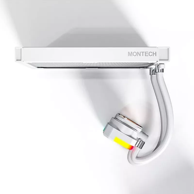 Dissipatore liquido AIO Montech Hyper Flow ARGB 240 mm bianco — radiatore 240 mm, illuminazione ARGB, versione bianca