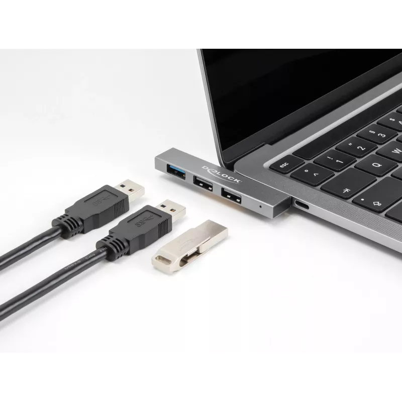 Hub USB DeLOCK 3 porte sottile USB Type-C 10 Gbps 2 x USB 2.0
