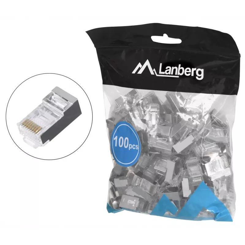 Connettore RJ-45 LANBERG PLS-5000EZ, Cat5e, F/UTP (FTP), grigio, 100 pz.
