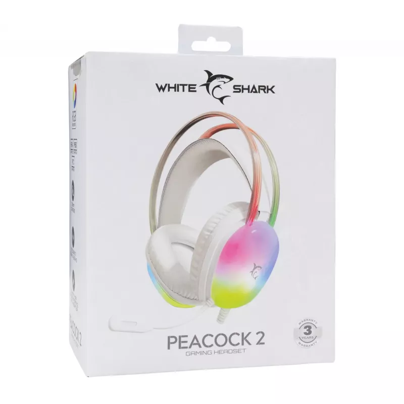 Cuffie White Shark GH-2444 Peacock-2 bianco
