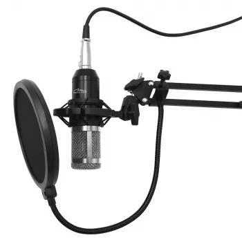 Microfono PC MEDIA-TECH MT397S — con filo, ingresso XLR, 20–20000 Hz, 150 Ω, -32 dB, cavo 2,4 m, supporto da tavolo, nero