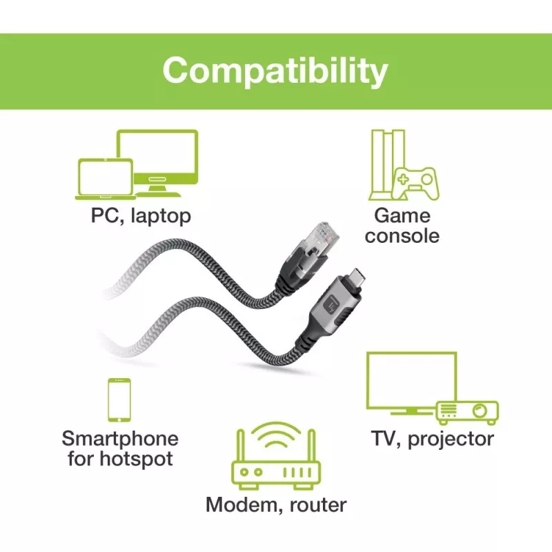 Techly ICOC U3C-RJ45-010 cavo adattatore da USB-C a Gigabit Ethernet, 1 m, nero/argento