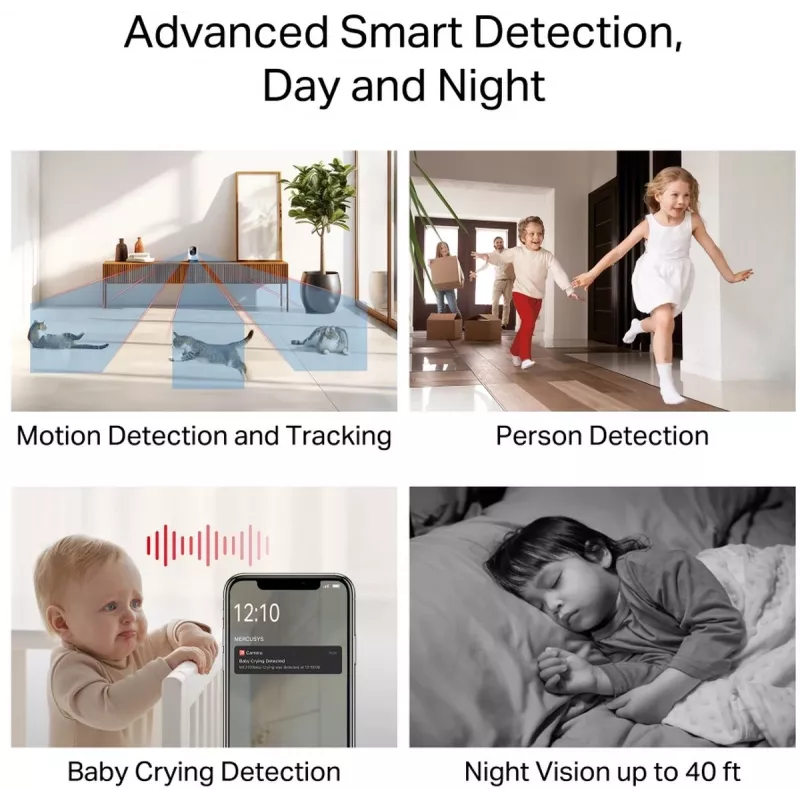 TP-LINK Mercusys MC200 telecamera di sicurezza Wi-Fi domestica con rotazione e inclinazione