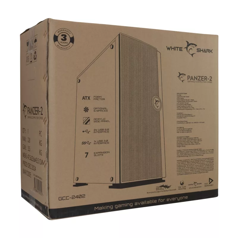 Case per computer Panzer-2 White Shark GCC-2402 ATX nero