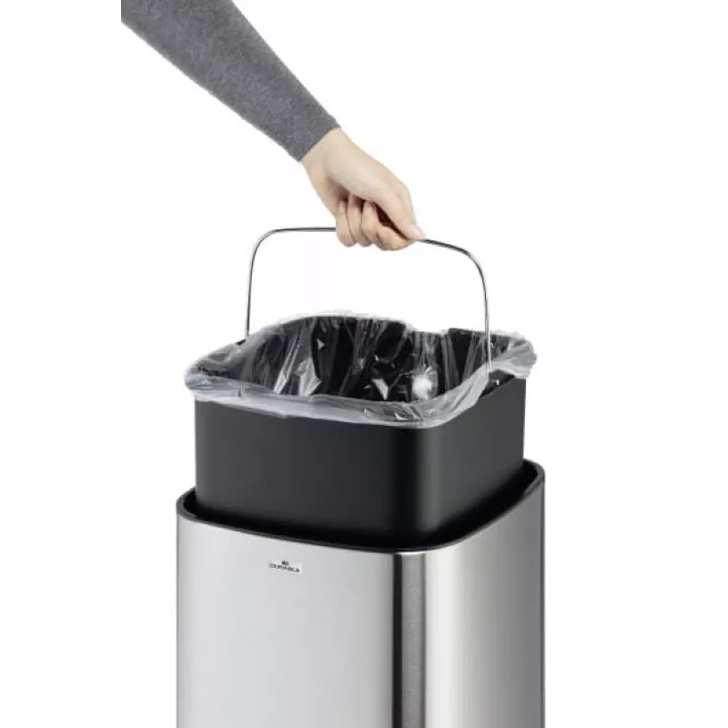 Cestino rettangolare Durable NO TOUCH 35L acciaio inox nero argento
