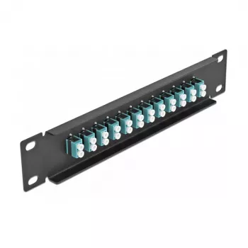 Patch panel fibra ottica DeLOCK 10 pollici 12 porte LC duplex acqua 1U nero