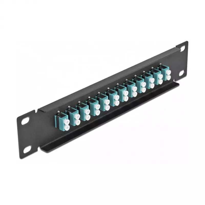 Patch panel fibra ottica DeLOCK 10 pollici 12 porte LC duplex acqua 1U nero