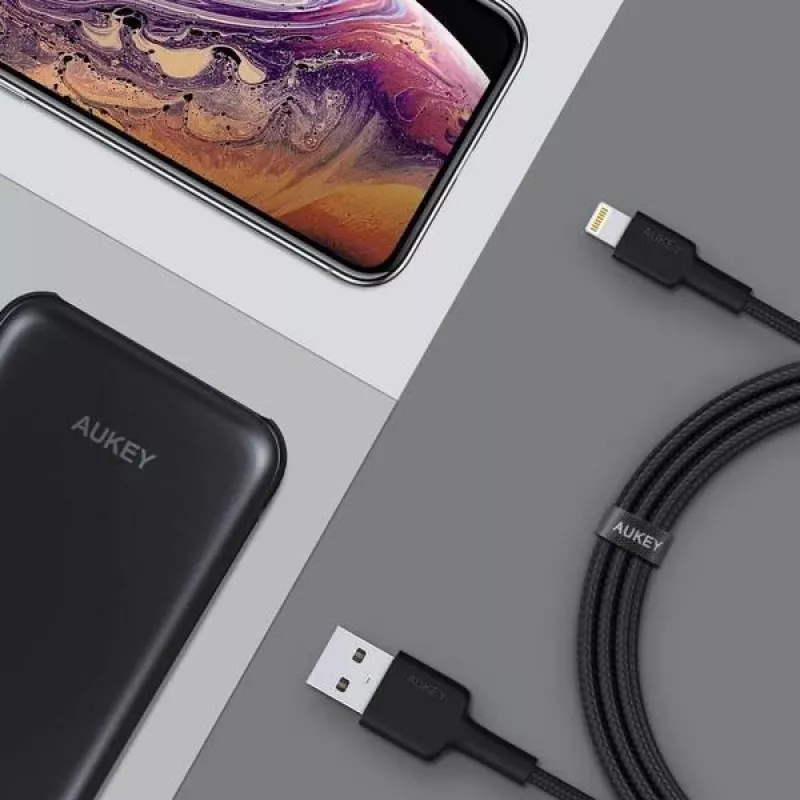 AUKEY CB-AL05 cavo in nylon da Lightning a USB-A MFi, 2 m, nero