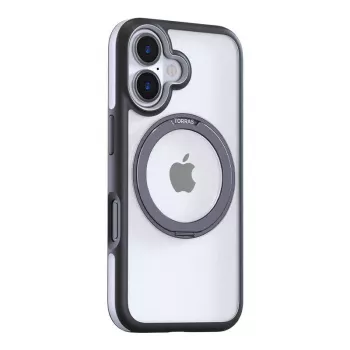 Custodia protettiva Torras Ostand R Fusion per iPhone 16 — nero, custodia sottile antiurto