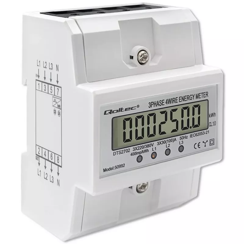 Contatore elettronico trifase QOLTEC 50992 400V 100A