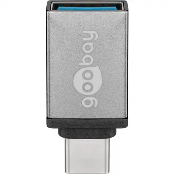 Wentronic Goobay Adattatore USB-C™ - connettore femmina USB 3.0 A, grigio - per il collegamento tra dispositivi USB-C™ e USB-A (56621)