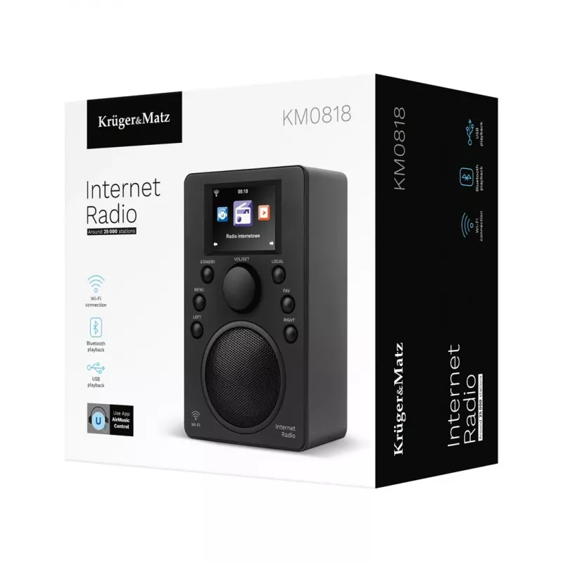 Radio internet Kruger & Matz KM0818.1 con Wi‑Fi, Bluetooth, USB e sveglia
