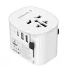 Adattatore da viaggio GEMBIRD TPA-EU2A1C15-01-W – 15W, connettore maschio Type-E, 2× USB-A + 1× USB-C, 100–250V