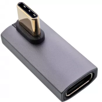 Adattatore InLine USB4, connettore maschio/femmina USB-C verticale angolare destro/sinistro, alluminio, grigio