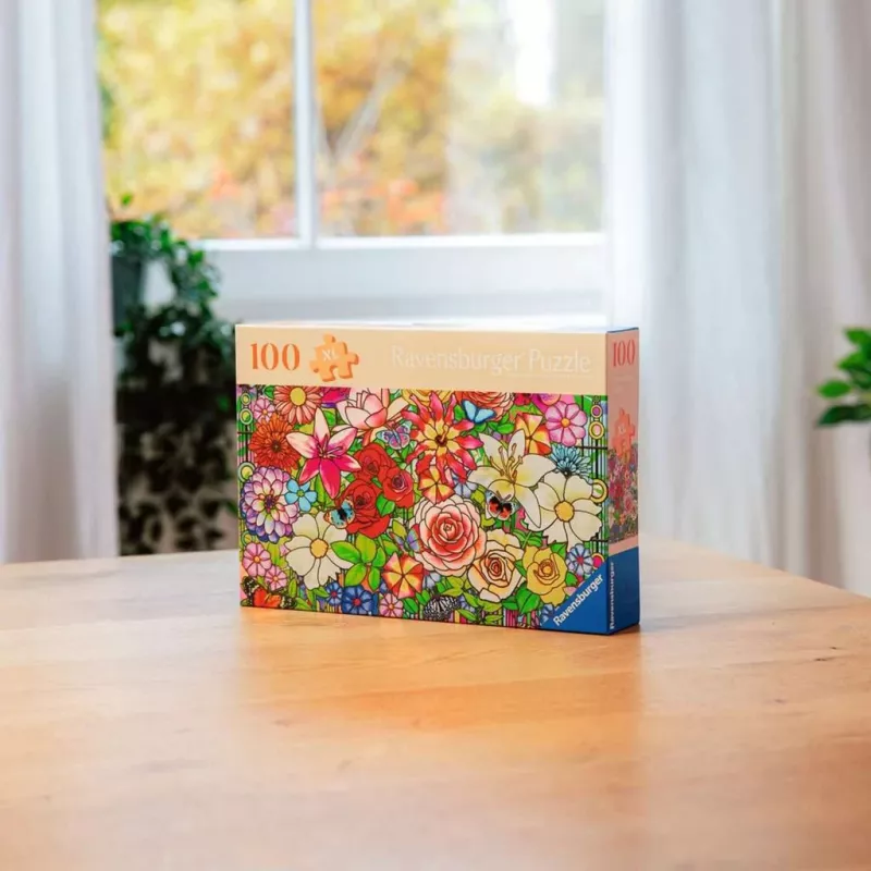 Ravensburger Feel Well & Puzzle - Blumenfenster, 100 pezzi, elementi tattili