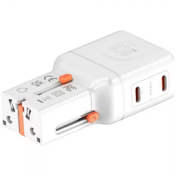 Caricabatterie da viaggio World 65W USB-C + USB-A bianco