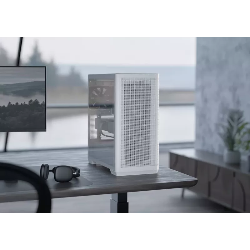 APNX case per PC Midi Tower C1-R-WT-v1 — bianco, supporta ATX/Micro-ATX/Mini-ITX, 3 ventole frontali da 120 mm preinstallate, 3 vani da 3,5