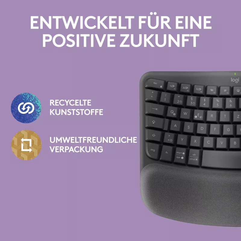 Logitech Wave Keys Tastiera Office RF Wireless + Bluetooth QWERTZ grafite