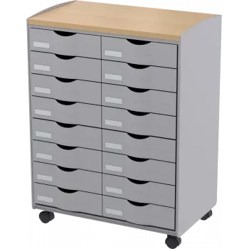 Carrello contenitore Paperflow DT162N.02.23, 16 cassetti, 55,2×74,5×35 cm, grigio
