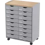 Carrello contenitore Paperflow DT162N.02.23, 16 cassetti, 55,2×74,5×35 cm, grigio