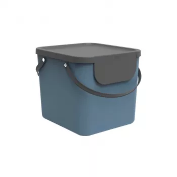 Scatola contenitore in plastica rotho Albula 40 L rettangolare, blu, capacità 40 L, foro di sospensione, 400×358×340 mm