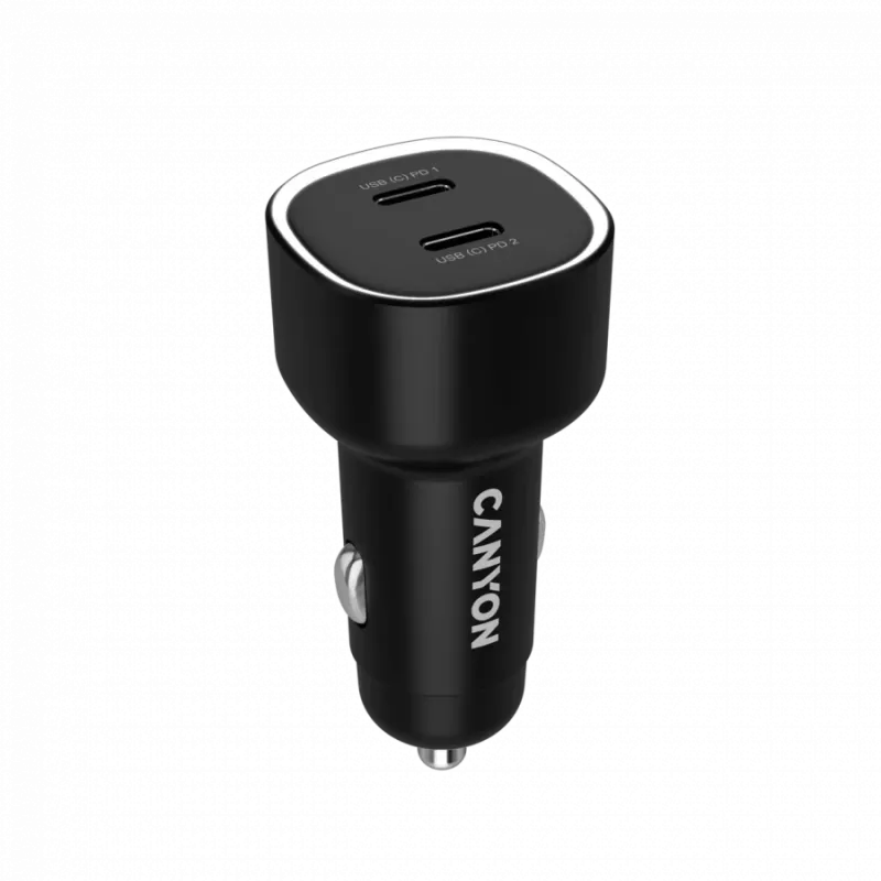 Caricabatterie da auto CANYON OnDrive 60 PD 60W 2xUSB-C — potenza 60W, 2 porte USB-C, nero