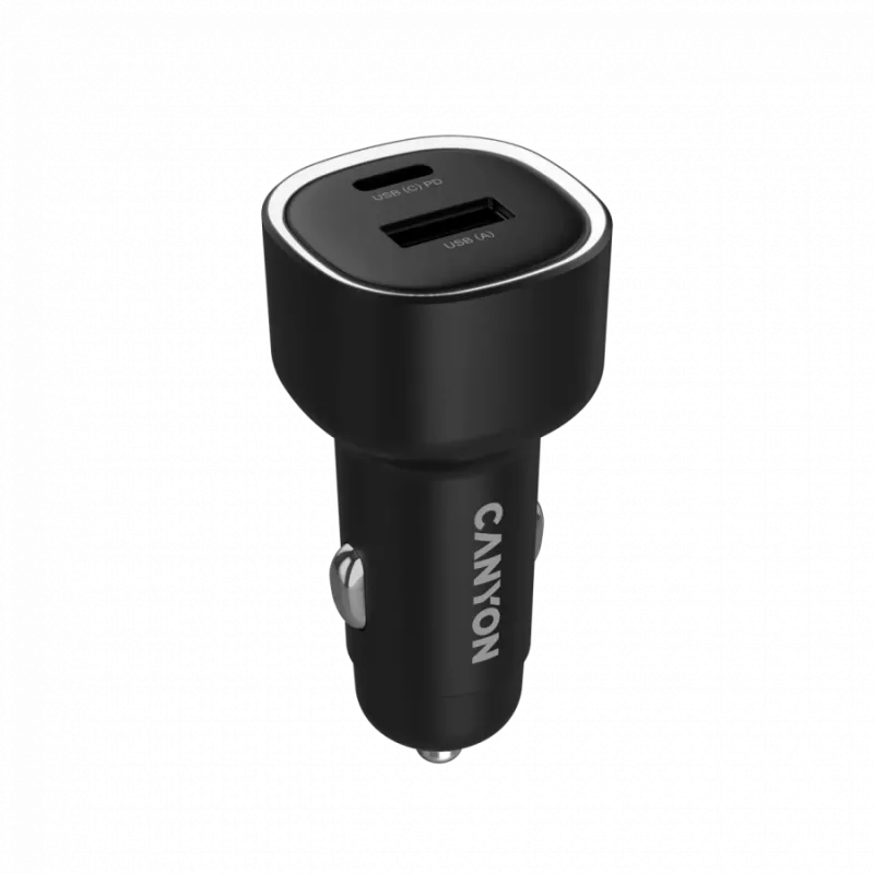 CANYON Caricabatterie auto OnDrive 48 PD 48W USB-A+USB-C nero