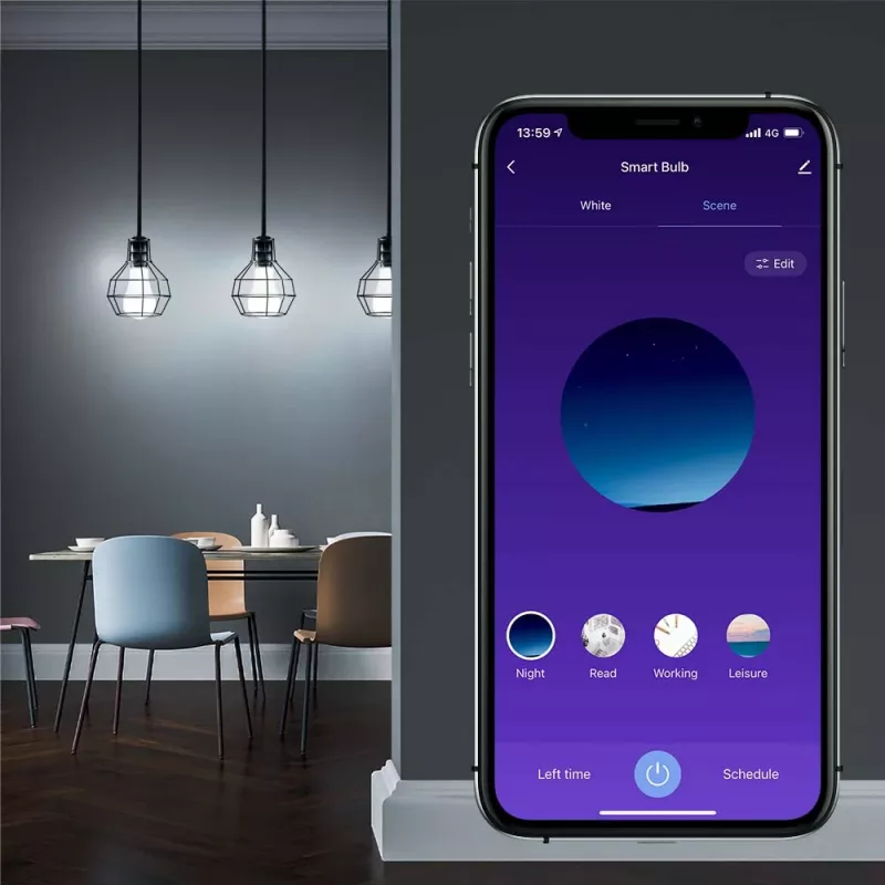Lampada Smart WiFi Tellur TLL331341 9W RGB dimmer — LED Wi‑Fi RGB 9W, dimmerabile