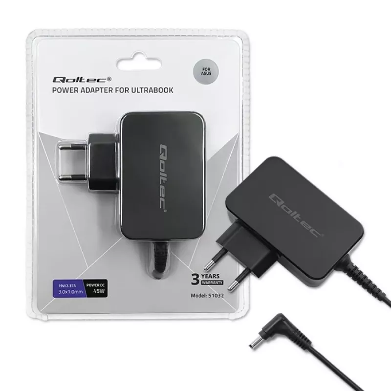 Alimentatore Qoltec 51032 45W per interni nero per laptop
