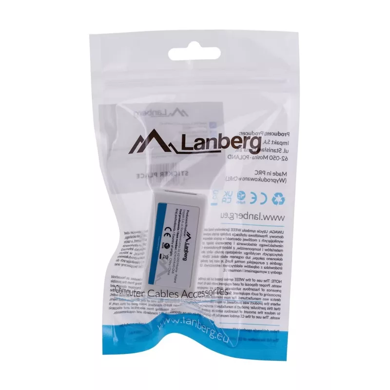Lanberg AD-RJ45-RJ45-OU6 giunto RJ45 Cat.6 UTP, bianco