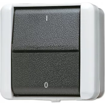 JUNG 802 W - Interruttore a bilanciere - bipolare - cablato - nero - bianco - termoplastico - IP44