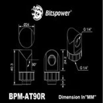 Raccordo rotante a 90° per tubo BitsPower Artemis — platinium gray, modello BPM-AT90R-PG