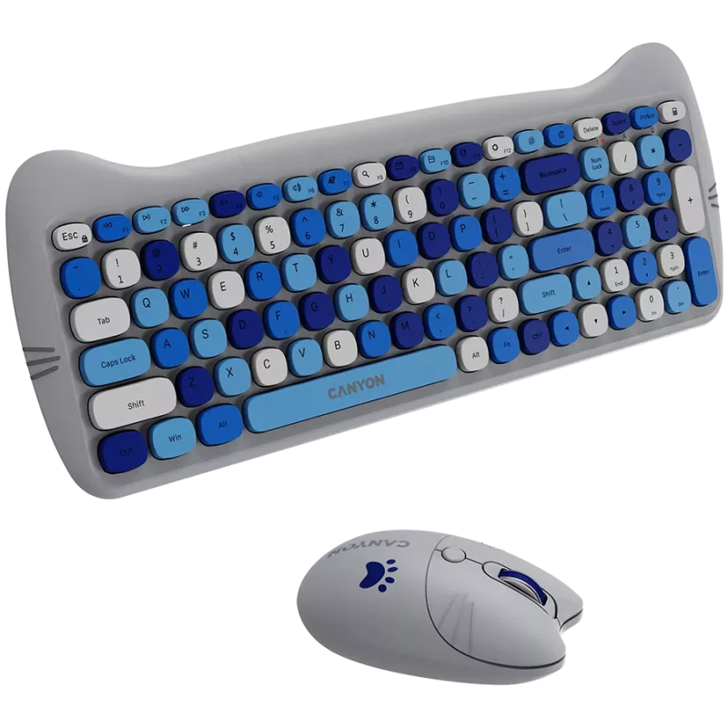 Set tastiera e mouse wireless CANYON HSET-W6 Kitty Edition AAA AA blu